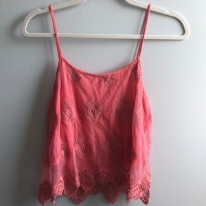 Embroidered/mesh tank